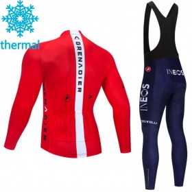 Set Langarmtrikot + Trägerhose Lange 2021 Ineos Grenadiers Winter Thermal Fleece N005